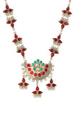 Red German Silver Gold Plated Necklace