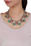 Floral Afghan German Silver Necklace