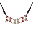 Red-Yellow Floral German Silver Necklace