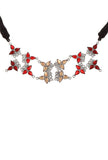 Red-Yellow Floral German Silver Necklace
