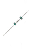 Green-Red German Silver Afghan Bracelet