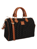 Black Kantha Embroidery Suede Handbag (13"x10"x6")