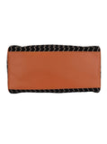 Black Kantha Embroidery Suede Handbag (13"x10"x6")
