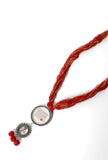 Red Thread Goddess Kali Double Brass Pendant Necklace