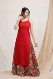 Red Cotton Slip Kurta