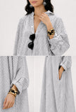 Monochrome Muse Striped Maxi Shirt Dress
