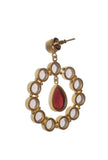 Red Stone Pearl Earrings