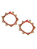 Set Of 2- Lina Red Thread Beaded Anklets