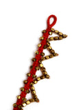 Set Of 2- Lina Red Thread Beaded Anklets