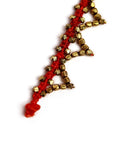 Set Of 2- Lina Red Thread Beaded Anklets