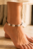 Minimalist Cowrie Shell Black Thread Anklet