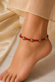 Tangerine Thread Tribal Motif Anklet