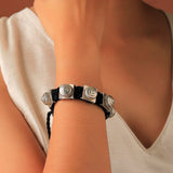 Black and silver Motif Tribal Bracelet