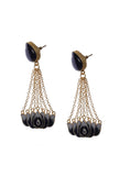 Charcoal Black Ombre Gold Chain Earrings