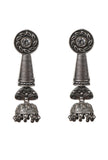White Kundan Long Spiral Oxidized Jhumkis