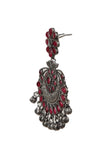 Red Kundan Oxidized Ghungroo Chandbalis