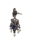 Sapphire Kundan Pearl Drop Earrings