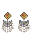 Yellow & White Handpainted Pearl Drop Earrings