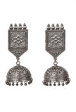 Silver Oxidized Choker With Earrings