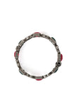 Royal Elegance Oxidised Silver Bangle Set With Green & Red Stones