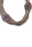 Stone Work Flower Design Jute Necklace