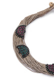 D Shaped With Stone Jute Necklace