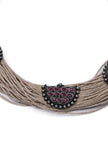 D Shaped With Stone Jute Necklace