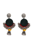 Handcrafted Green And Red Fabric Style Earrings