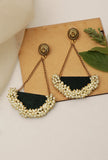 D Shaped Handcrafted Green Fabric Style Earrings