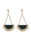 D Shaped Handcrafted Green Fabric Style Earrings