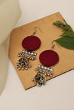Designer Round Shape Pink Fabric With Jhumki Lightweight Earring