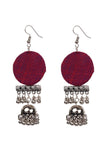 Designer Round Shape Pink Fabric With Jhumki Lightweight Earring