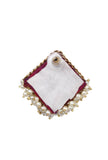 Handmade Beautiful Square Shape Pink Fabric With Stone Mogra Pearl Lightweight Earring