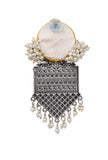 Unique Handmade Designer Round Handloom Yellow Fabric Partywear Dangler Earrings