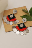 D Shaped And Square Handcrafted Fabric Style Earrings