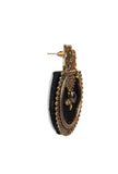 Handcrafted Designer Elephant Shaped Stone Work Fabric Earring