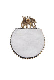 Handcrafted Designer Elephant Shaped Stone Work Fabric Earring