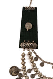 Green Fabric Coin Charm 3-Layer Necklace