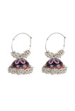 Hand Painted Purple And Blue Meenakari Jhumki