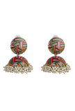 Hand Painted Red Flower Meenakari Jhumki