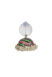 Hand Painted Red Flower Meenakari Jhumki