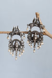 Ganpati Studs Studded with White Stones Dangler Earrings