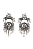 Ganpati Studs Studded with White Stones Dangler Earrings