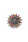Trendy Stylish Designer Flower Shaped Pink/Orange Stone Work Traditional Adjustable Ring