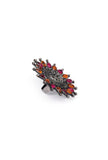 Trendy Stylish Designer Flower Shaped Pink/Orange Stone Work Traditional Adjustable Ring