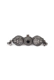 Silver Look Like Round Goddess Lakshmi Black Stone Adjustable Size Ring