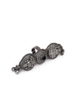 Silver Look Like Round Goddess Lakshmi Black Stone Adjustable Size Ring