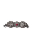 Silver Look Like Round Goddess Lakshmi Ruby Stone Adjustable Size Ring