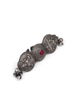 Silver Look Like Round Goddess Lakshmi Ruby Stone Adjustable Size Ring