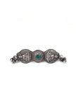 Silver Look Like Round Goddess Lakshmi Green Stone Adjustable Size Ring